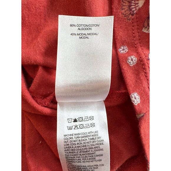 Lucky Brand Floral Long Sleeve Top Size Small Long Sleeve Knit Boho Red Orange - Picture 4 of 4